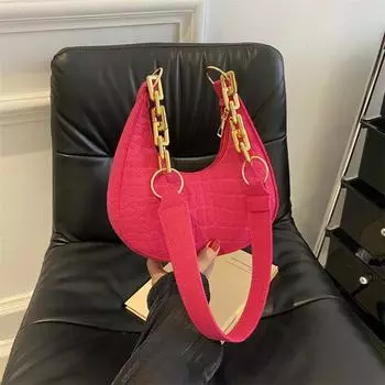 Сумка в иностранном стиле женская 2024 осень новая повседневная сумка через плечо модная сумка-мессенджер ретро персонализированная сумка-полумесяц чёрный