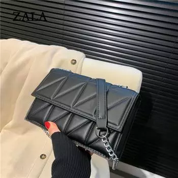 Сумка в иностранном стиле женская сумка новая тенденция мода цепочка маленькая квадратная сумка ретро атмосферная сумка-мессенджер чёрный