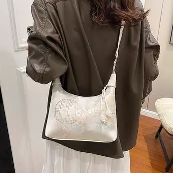 Сумка в китайском стиле на молнии, холщовая сумка-чеонгсам, сумка через плечо, кошельки через горошек, работа розовый