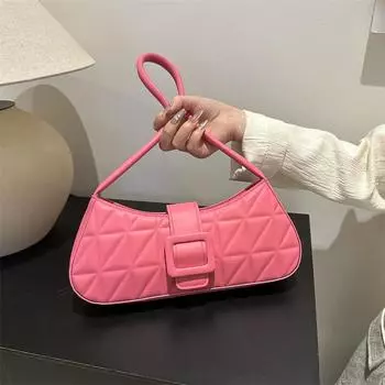 Сумка в клетку в иностранном стиле, весна 2024, новая однотонная персонализированная женская сумка через плечо большой вместимости чёрный