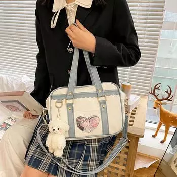 Сумка в японском стиле аниме JK Uniform Harajuku Girl, симпатичная универсальная сумка через плечо из искусственной кожи в стиле аниме, симпатичная сумка через плечо с картой розовый