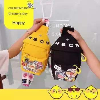 Сумка в стиле колледжа, детская холщовая нагрудная сумка, желтая модная крутая сумка через плечо для мальчика, модный универсальный рюкзак жёлтый