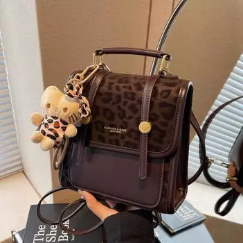 Сумка в стиле колледжа с леопардовым принтом, осенне-зимняя, новая, ретро, универсальная, для поездок на работу, рюкзак для студентов колледжа