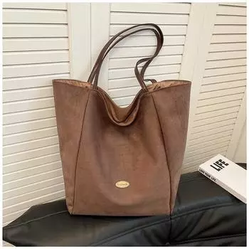 Сумка в стиле ретро для женщин, большая вместимость, новинка 2024 года, повседневная универсальная сумка через плечо, сумка-тоут хаки