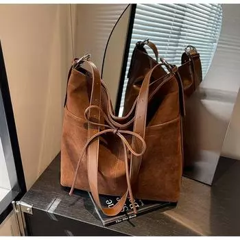 Сумка в стиле ретро для женщин, осень-зима 2024, новая вместительная сумка-мессенджер, повседневная универсальная сумка-тоут для поездок на работу чёрный