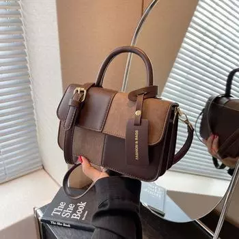 Сумка в стиле ретро, подходящая по цвету, женская, 2024, новая модная, простая и универсальная, маленькая квадратная сумка, высококачественная сумка-мессенджер через плечо