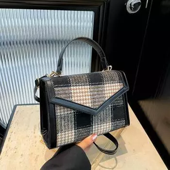 Сумка в стиле ретро в иностранном стиле, модная, клетчатая, повседневная, через плечо, маленькая, квадратная сумка красный