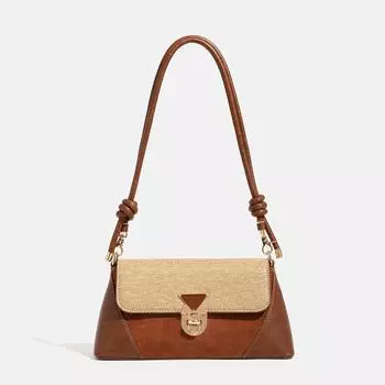 Сумка в стиле ретро во Франции, контрастная по цвету сумка под мышкой, женская сумка-багет для поездок на работу, на плечо, осень/зима