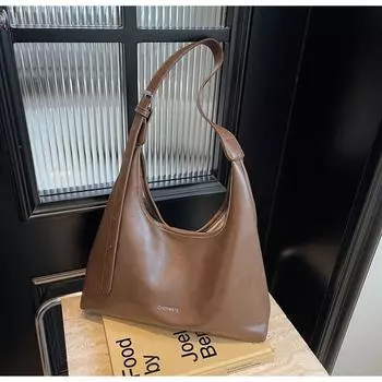 Сумка в стиле ретро женская сумка-тоут большой емкости осень-зима 2024 новая повседневная сумка через плечо сумка чёрный