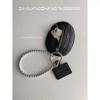 «Сумка в стиле Сяохуншу с узором личи, с сумкой для ключей и подвеской» чёрный