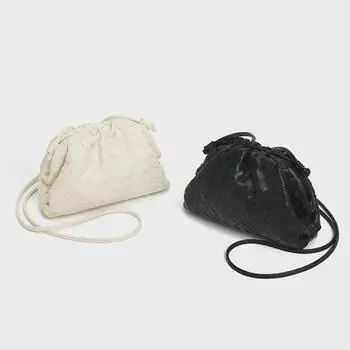 Сумка-вечеринка Cloud из мягкой кожи ручной работы в стиле ретро с затягивающимся шнурком 23*8*14 cm чёрный