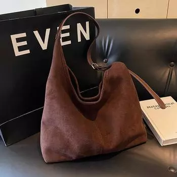 Сумка-ведро Большая вместительная сумка через одно плечо подмышкой Универсальная сумка в стиле ретро для поездок на работу чёрный