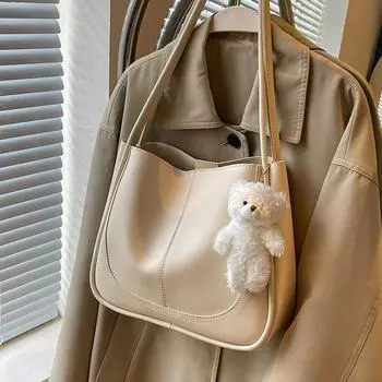 Сумка-ведро большой вместимости для женщин 2024 года, новая модная сумка через плечо на одно плечо, текстурированная большая сумка, студенческая дорожная сумка