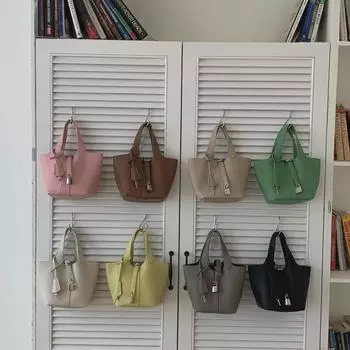 Сумка-ведро через плечо с корейским узором личи 2023 года — универсальная женская сумка розовый