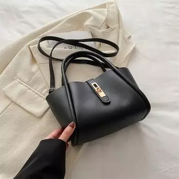 Сумка-ведро для овощей, женская, 2025 г., кожаная, премиум-фактурная, портативная, сумка-мессенджер чёрный