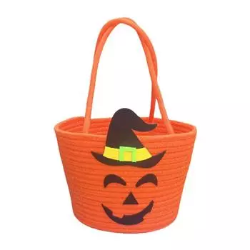 Сумка-ведро для подарков на Хэллоуин с ведьминой шляпой, сумка-тоут в виде тыквы, ведро для хранения конфет для украшения вечеринки