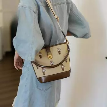 Сумка-ведро для воды, сумка через плечо на одно плечо, вышитая мультяшная сумка, модная женская сумка для отдыха, кошелек Zero серый