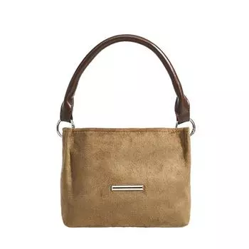 Сумка-ведро для женщин в осенне-зимнем моде, универсальная женская ручная замшевая дорожная сумка через плечо для женщин коричневый