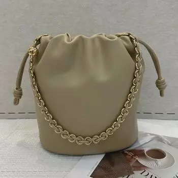 Сумка-ведро Flame 2024 Lucky Cowhide с завязками на талии и плече No logo: 32*17*24cm красный