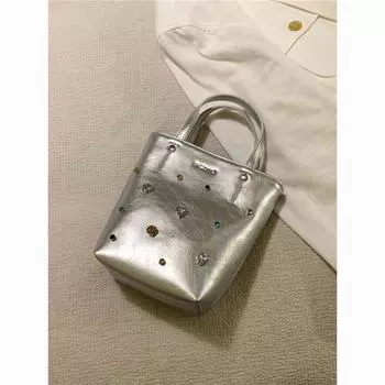 Сумка-ведро Impression Chain Crossbody, сумка-ведро Niche Design Diamond, повседневная модная сумка через плечо серебряный
