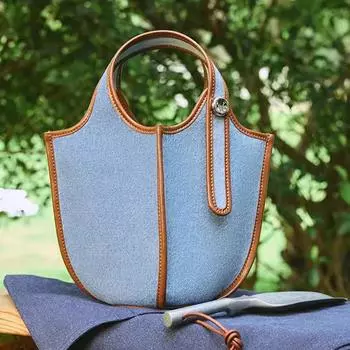 Сумка-ведро из денима, женская модная сумка, сумка-корзина для овощей из холста Niche 24.5x16x28cm