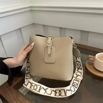 Сумка-ведро из фактурной искусственной кожи, женская сумка, однотонная сумка через плечо в стиле ретро, универсальная сумка-мессенджер коричневый