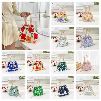 Сумка-ведро из холщовой ткани с принтом, мультяшная сумка с узлом, симпатичная сумка из холщовой ткани с принтом для девочек G