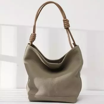 Сумка-ведро из коровьей кожи первого слоя, женская сумка-тоут из мягкой кожи в стиле ретро с ленивым ветром, сумка-подмышка