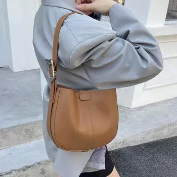 Сумка-ведро из коровьей кожи, сумка-седло, одно плечо, женская сумка через плечо премиум-класса для поездок на работу и подмышку чёрный