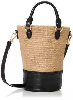 Сумка-ведро из льна и крокодиловой ткани с тиснением под кожу BK [Kashkash] 2-сторонняя 01-00-78090 Женская