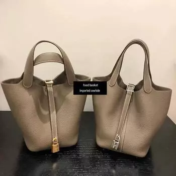 Сумка-ведро из натуральной кожи для матери и ребенка, весна/лето 2023 г., узор личи, первый слой коровьей кожи