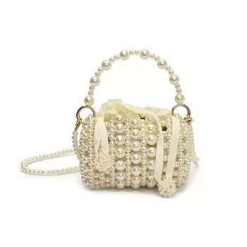 Сумка-ведро из пресноводного жемчуга ручной работы, модная, для фотосессий, ручная, кошелек для монет