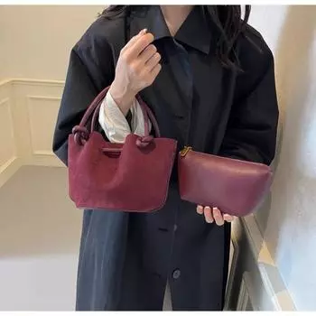 Сумка-ведро из замши премиум-класса для овощей и фруктов, новая сумка для детей и мам в иностранном стиле, плиссированная сумка через плечо