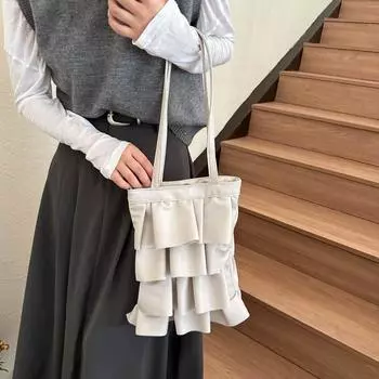 Сумка-ведро Lotus Leaf, большая вместительная сумка через плечо, женская, новинка 2024 года, милая и модная, складная сумка через подмышку, одна сумка чёрный