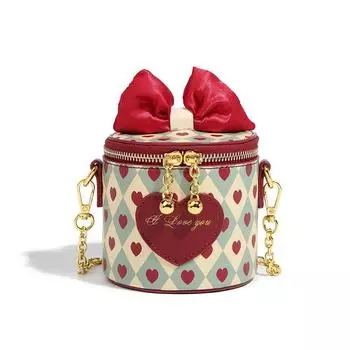 Сумка-ведро Love с бантом, женская маленькая сумка через плечо на одно плечо с цепочкой и цепочкой красный