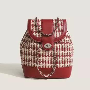 Сумка-ведро на одно плечо, новый модный высококачественный красный рюкзак с цепочкой «гусиные лапки», универсальный, большой вместимости красный