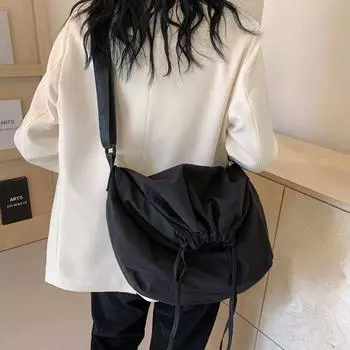 Сумка-ведро, нейлоновая сумка на плечо, сумка через плечо, модная холщовая сумка на шнурке, дорожная сумка хаки