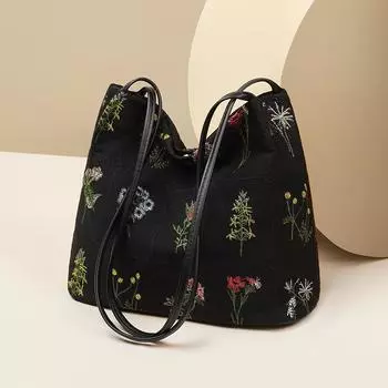 Сумка-ведро Новая женская сумка Холщовая сумка Большая вместимость Сумка через плечо Сумка через плечо