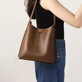 Сумка-ведро Осень и зима Новая женская сумка Мягкая кожаная сумка через плечо Сумка-тоут Сумка для поездок на работу