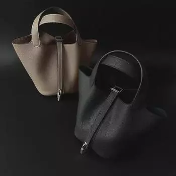 Сумка-ведро Picotin из вощеной коровьей кожи премиум-класса, сшитая вручную, для женщин Elephant Grey