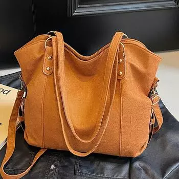 Сумка-ведро Premium Sense, большая вместимость, ретро, мягкая кожа, женская сумка через плечо, женская коричневый