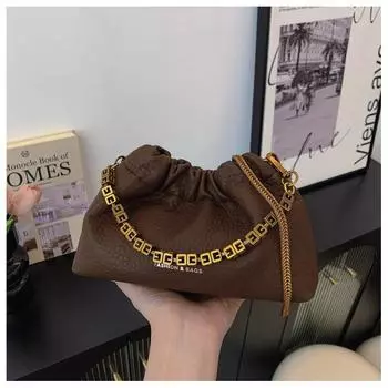 Сумка-ведро с цепочкой в стиле ретро, новинка осени 2024 года, повседневная сумка через плечо, универсальная сумка-мессенджер с цепочкой, сумка-ведро чёрный