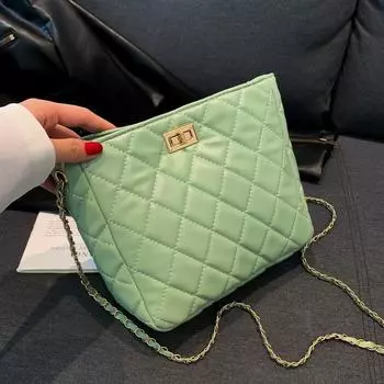 Сумка-ведро с фактурным ромбом, однотонная женская, новинка осени 2024 года, модная французская сумка-ведро через плечо белый