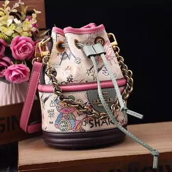 Сумка-ведро с граффити женская сумка большая вместительная сумка-ведро через плечо женская сумка-ведро на одно плечо белый