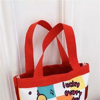 Сумка-ведро с изображением милых животных из мультфильма, большая вместимость, женская сумка-ведро, сумки для ланча красный