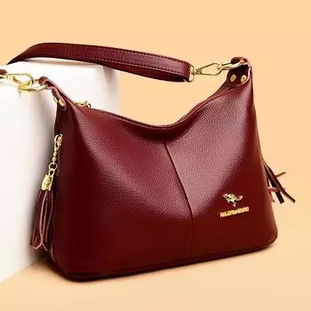 Сумка-ведро с кисточками на новой дамской косой сумке через плечо, модная маленькая женская сумка в стиле сращивания