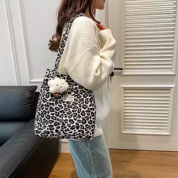 Сумка-ведро с леопардовым принтом, женская, новый нишевый дизайн, ретро, модная, универсальная, вместительная сумка через плечо single package чёрный