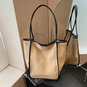 Сумка-ведро с матовым покрытием и нитками для шитья, с высокой текстурой, для поездок на работу, повседневная сумка через плечо для женщин чёрный