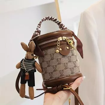 Сумка-ведро с мультяшным медведем, модная мини-сумка через плечо, женская сумка на молнии и кошелек для мобильного телефона