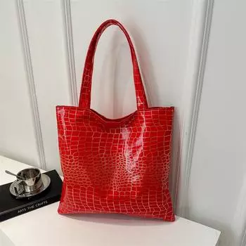 Сумка-ведро с принтом крокодила большой вместимости женская весна 2024 года, новая сумка для поездок на работу, текстурированная сумка через плечо чёрный